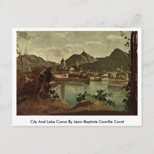 City and Sjö Como av Jean-Baptiste Camille Corot Vykort
