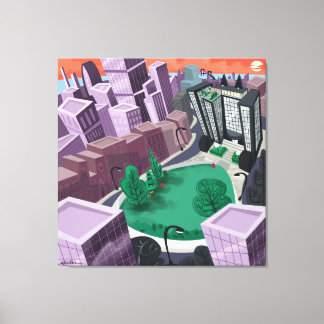 City at Sunset Canvastryck