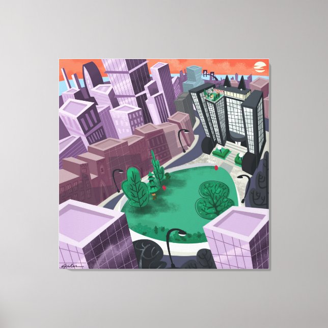 City at Sunset Canvastryck (Framsida)