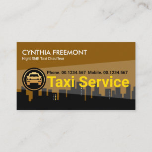 City Block Search Light Natt Taxi Service Visitkort