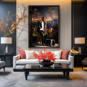 City Blues - Jazz Reflection in Contemporary Poster