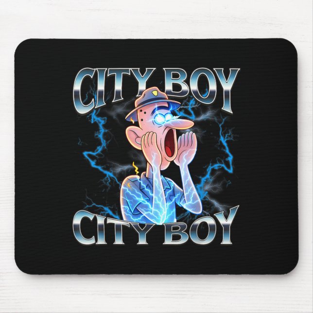 City boy brainrot meme reaktion högljudd rolig tec musmatta (Framsidan)