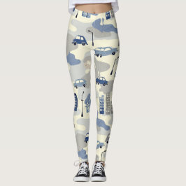 City Byggnad Street Lamps Camouflage Mönster Leggings