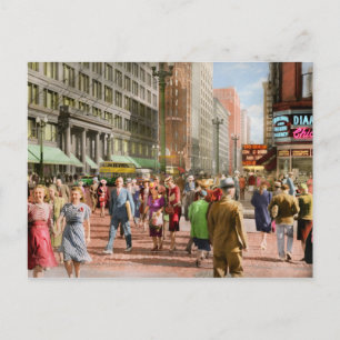 City - Chicago - Shopping Crowds 1940 Vykort