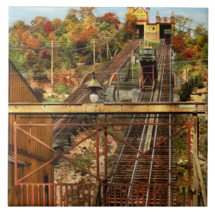 City - Cincinnati OH - Prisa Backe Incline 1906 Kakelplatta