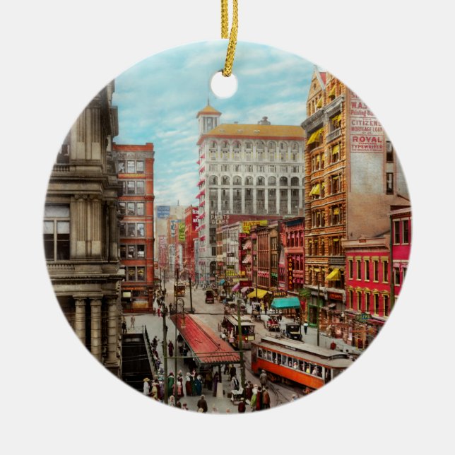 City - Cincinnati, OH - Queen city 1915 Julgransprydnad Keramik (Framsidan)