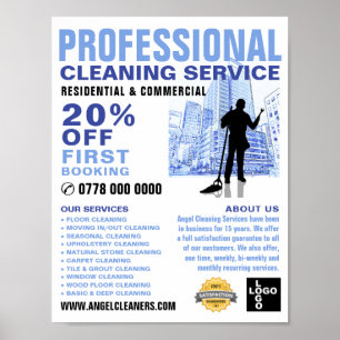 City Cleaner Silhouette, Städning Service Advert Poster
