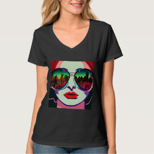 City Dam i solglasögon Unik färgkonst T Shirt