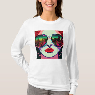 City Dam i solglasögon Unik färgkonst T Shirt
