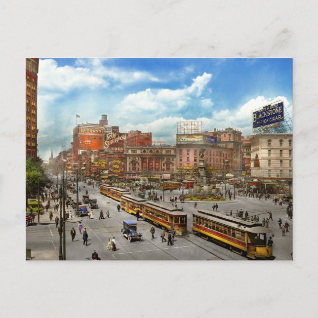 City - Detroit MI - Motor City 1917 Vykort (Framsida)