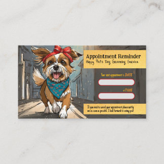 City Dog Artsy Grooming Appointment Reminder Card Visitkort