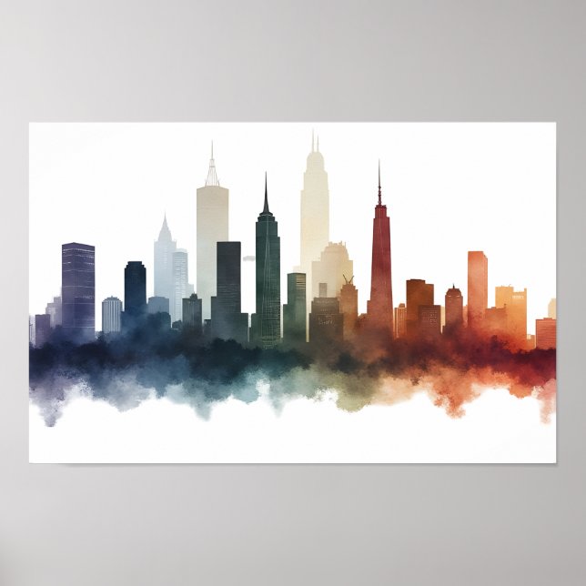 City drawing watercolor art poster (Framsidan)