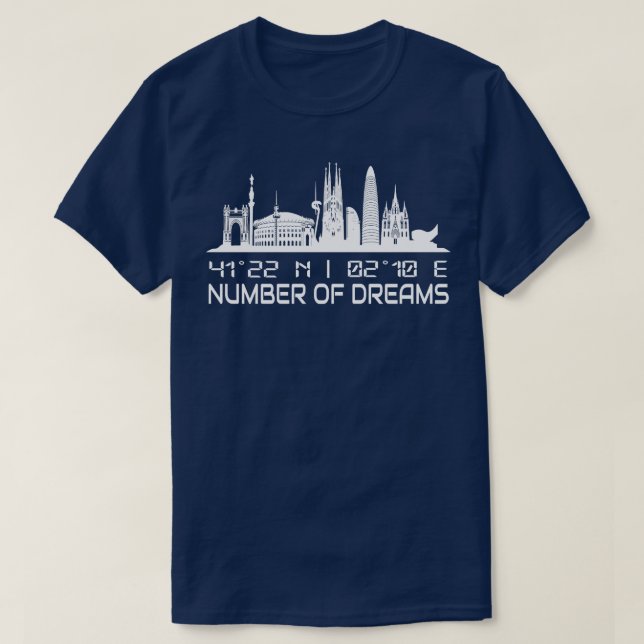 City för Barcelona Skyline GPS Coordinates T Shirt (Design framsida)