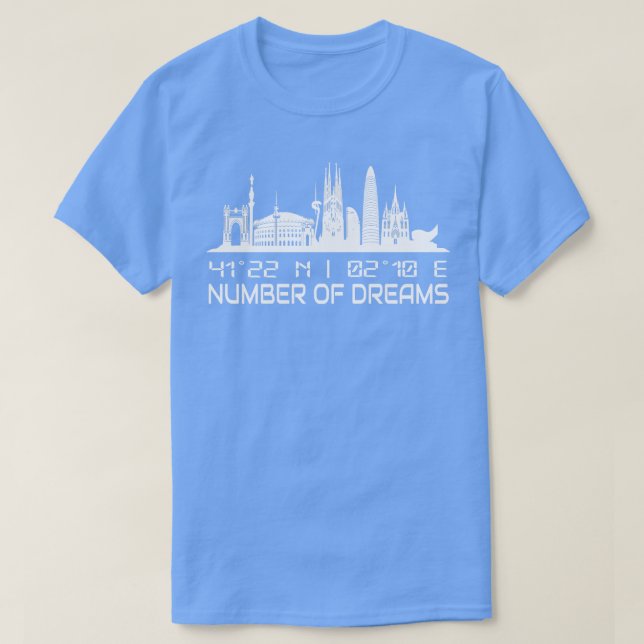 City för Barcelona Skyline GPS Coordinates T Shirt (Design framsida)
