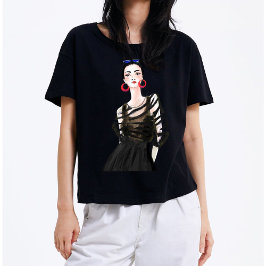 City Girl in Black Modern Graphic Women T-Shirt