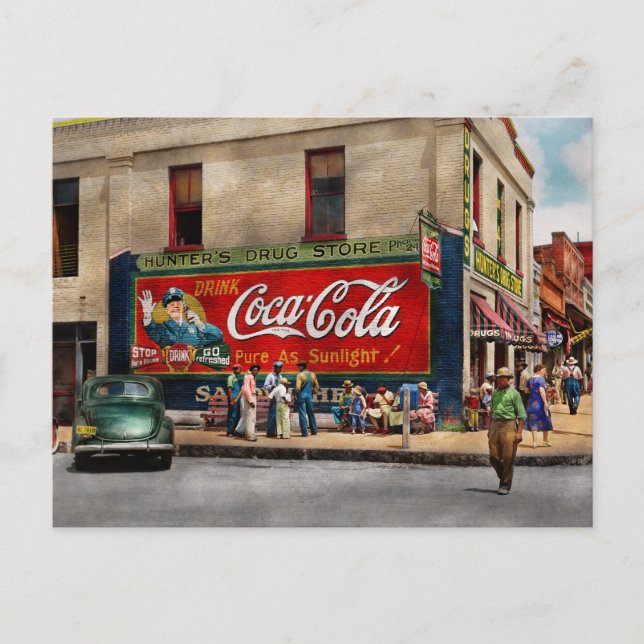 City - Greensboro GA - Hunters Drug Store 1939 Vykort (Framsida)