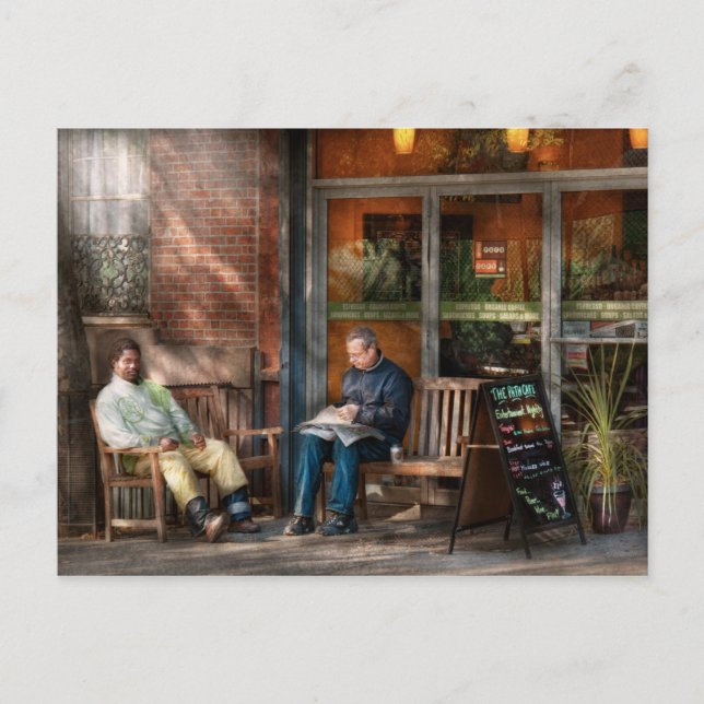 City - Greenwich Village - väg cafe Vykort (Framsida)