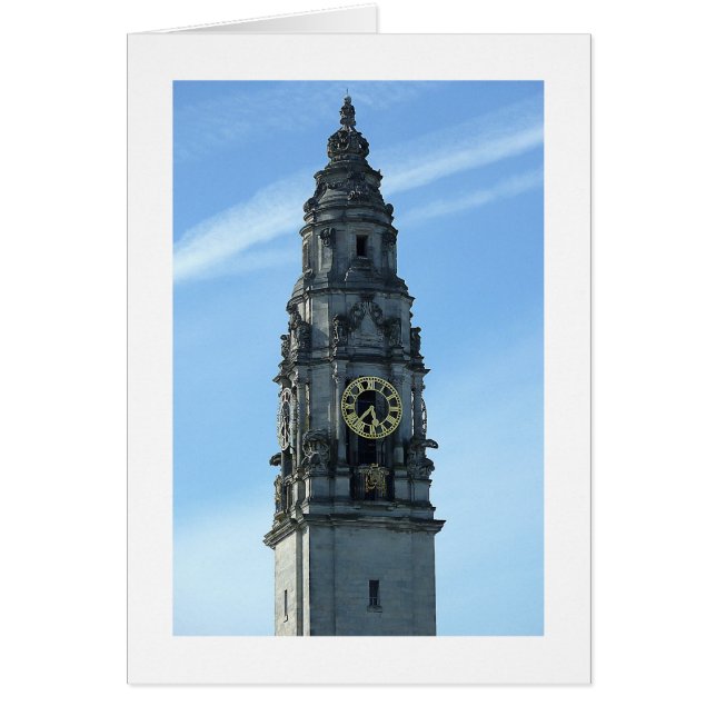 City Hall Clock Torn, Cardiff OBS Kort (Framsidan)