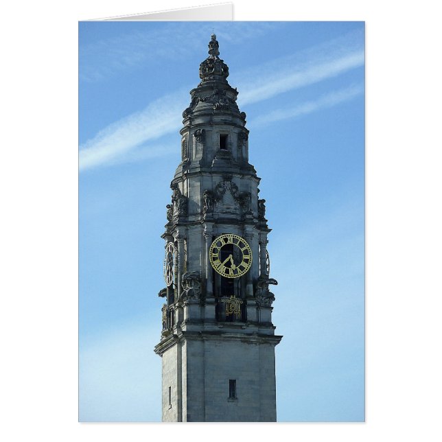 City Hall Clock Torn, Cardiff OBS Kort (Framsidan)