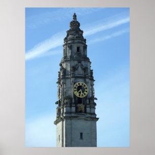 City Hall Clock Torn, Cardiff Poster