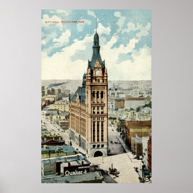 City Hall Milwaukee WI Repro Vintage 1911 Poster (Framsidan)
