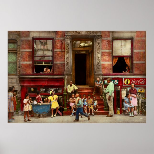 City - Harlem NY - Stoop life 1935 Poster (Framsidan)