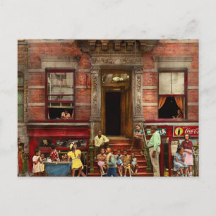 City - Harlem NY - Stoop life 1935 Vykort