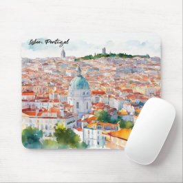 City i Portgual Watercolor Panorama View City Musmatta