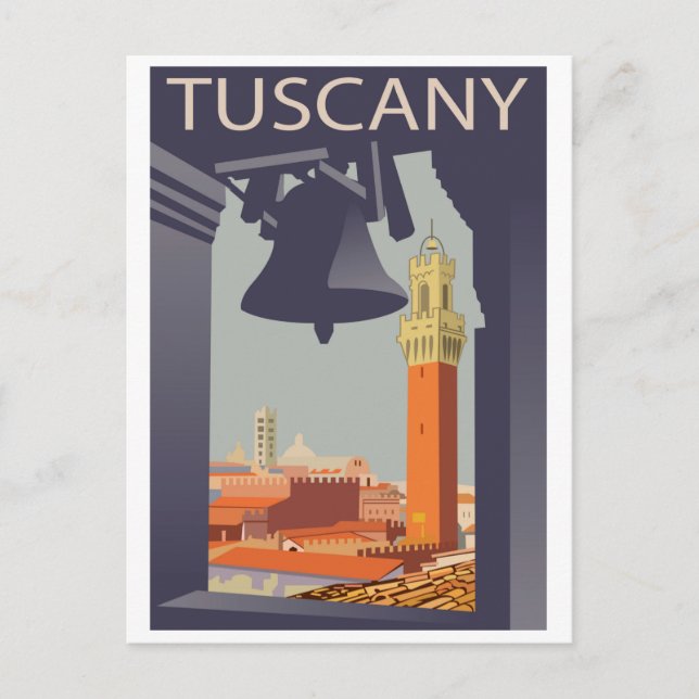 City i Toscana, Italien. Visa från kyrkfönster Vykort (Framsida)