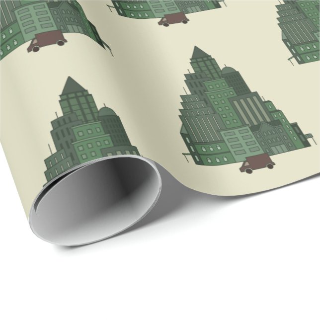 City Julgran Byggnad Business/Corporate Presentpapper (Rullad Hörn)