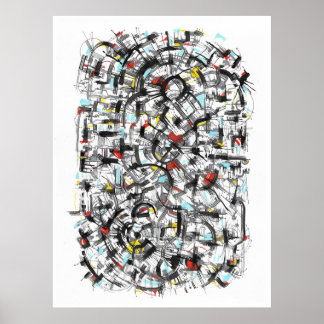 City karta bläck art poster