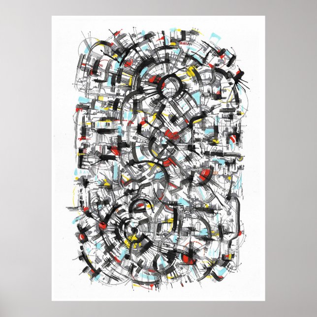 City karta bläck art poster (Framsidan)
