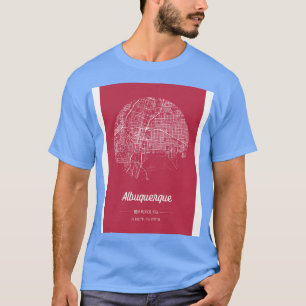City karta i Red Albuquerque New mexico USA med re T Shirt