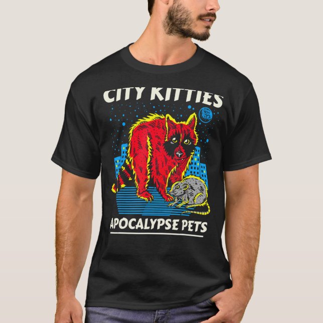 City Kattunge Apocalypse Pets Raccoon Opossum Clas T Shirt (Framsida)