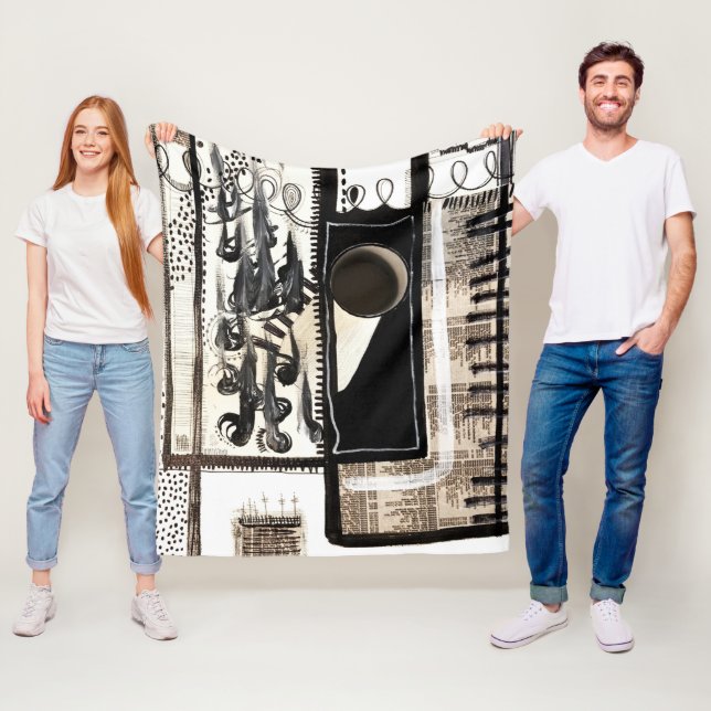 City Language Black and White Fleecefilt (På plats)