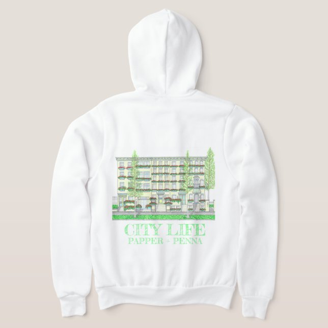 City Life Brownstone Hoodie T Shirt (Laydown Baksida)