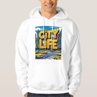 City Life - Retro Urban Pop Art Cityscape Sticker Hoodie