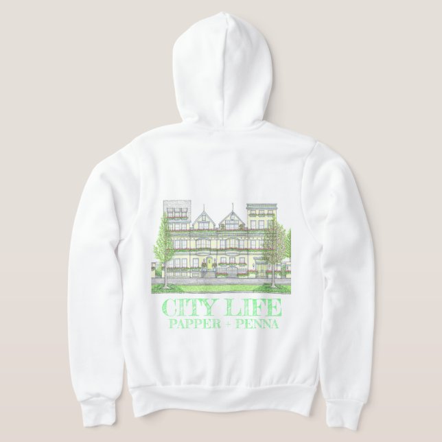 City Life Rowhome Hoodie T Shirt (Laydown Baksida)