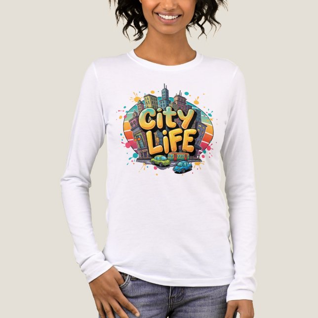 City Life - Vibrant Urban Skyline & Street Vibes T Shirt (Framsida)