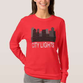 City Lights Urban Skyline Night Aesthetic  T Shirt
