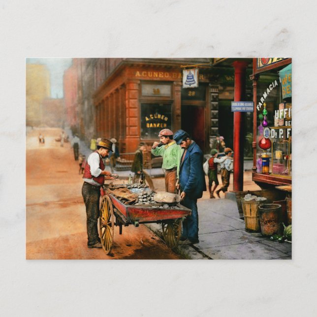 City - Little Italien NY - Mussel Man 1900 Vykort (Framsida)