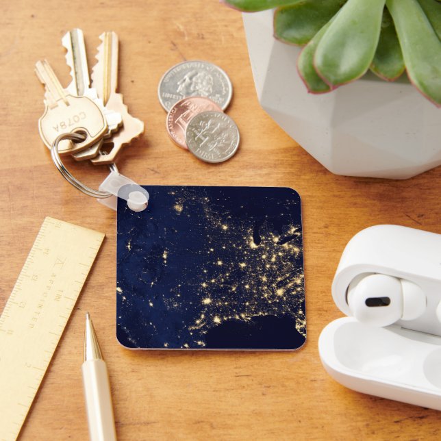 City Ljus of the United Stater på natten. Nyckelring (Skrivbord)