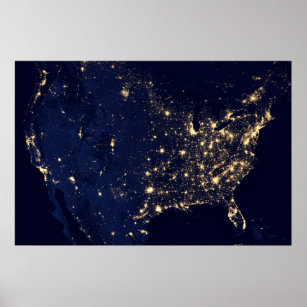 City Ljus of the United Stater på natten. Poster