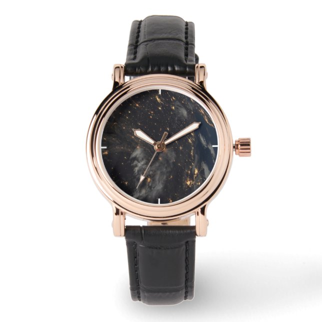 City Ljus på natten på planeten Jorden Armbandsur (Framsida)