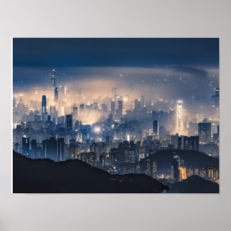 "City Ljus på Nattkanvas - Modern Urban Wall D Poster
