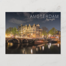 City Ljus Reflection Amsterdam by Nght Photo Vykort