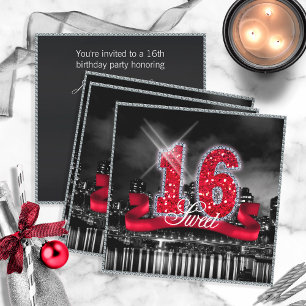 City Ljus Sweet sixteen Red ID242 Inbjudningar