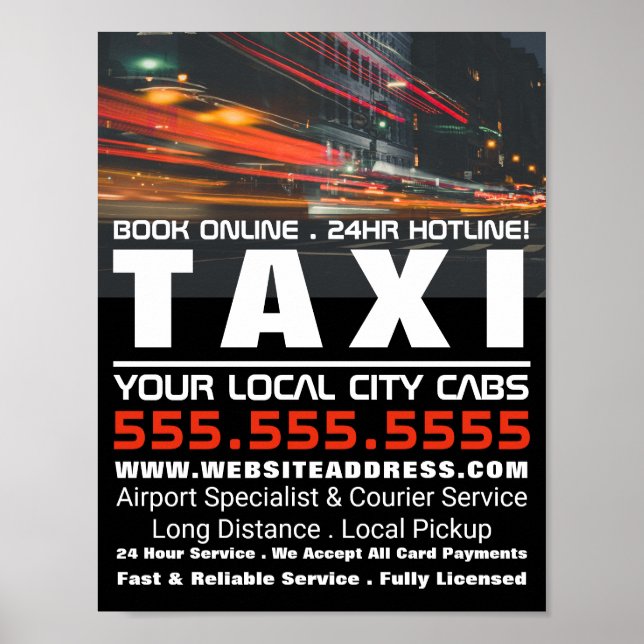 City Ljus, Taxi Cab Firm Advertising Poster (Framsidan)