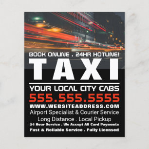 City Ljus, Taxi Cab Firm med Prisare lista Flygblad