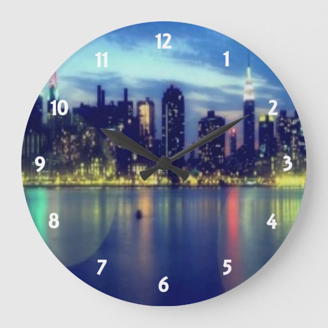 City Ljus Wall Clock Stor Klocka (Framsida)